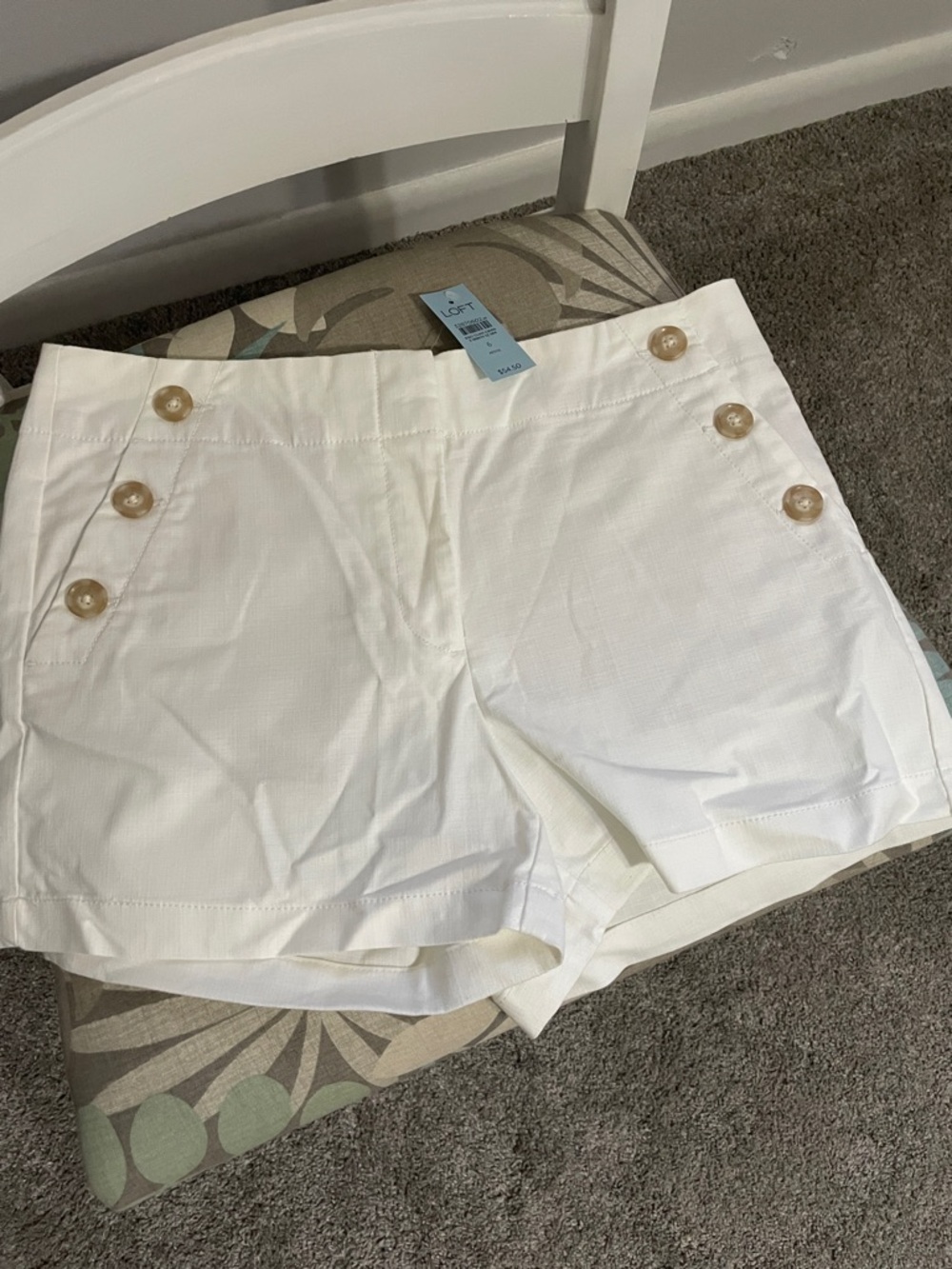 LOFT White Sailor-Style Button Shorts
